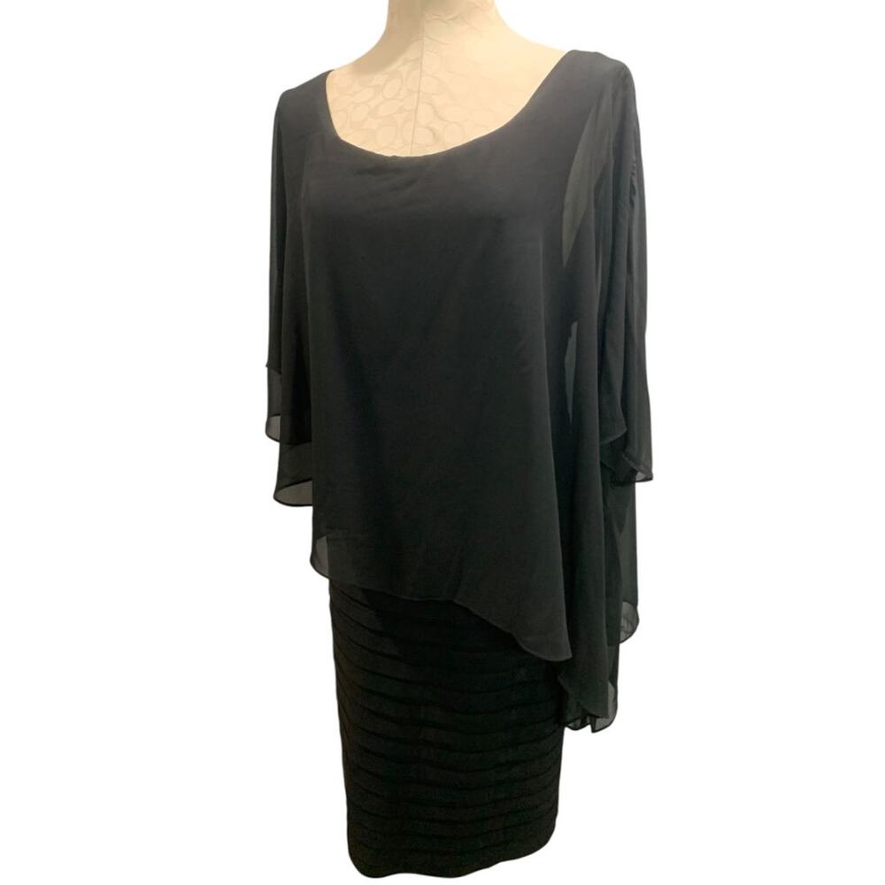 Size 18W Dressbarn Collection Black Dress Ribbon Sheath Layered